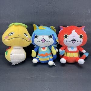 3 Yo-kai Watch Plush Jibanyan, Shogunyan & Komasan Lot 7" 2015 Hasbro